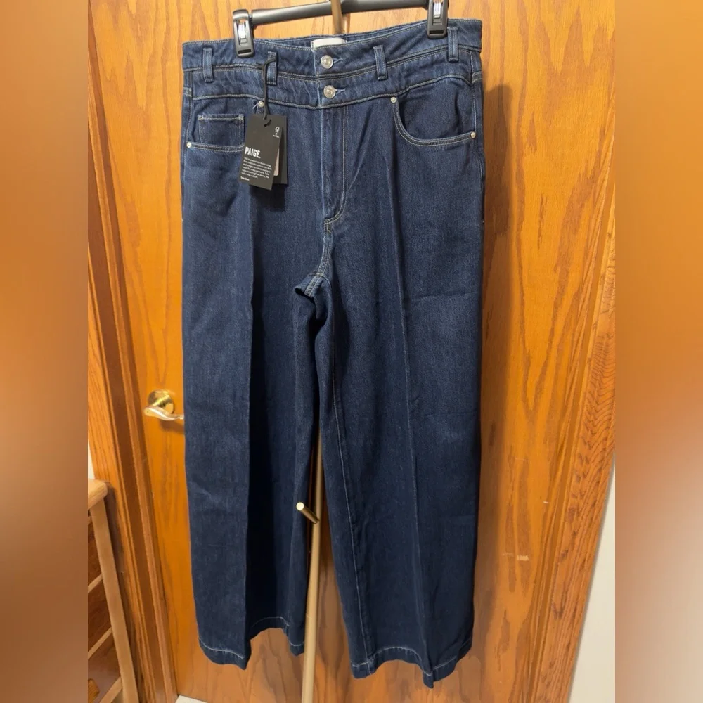 Paige Wide-Leg Jeans Portia Michiru double waistband, high rise, size 32 New! - Picture 14 of 16